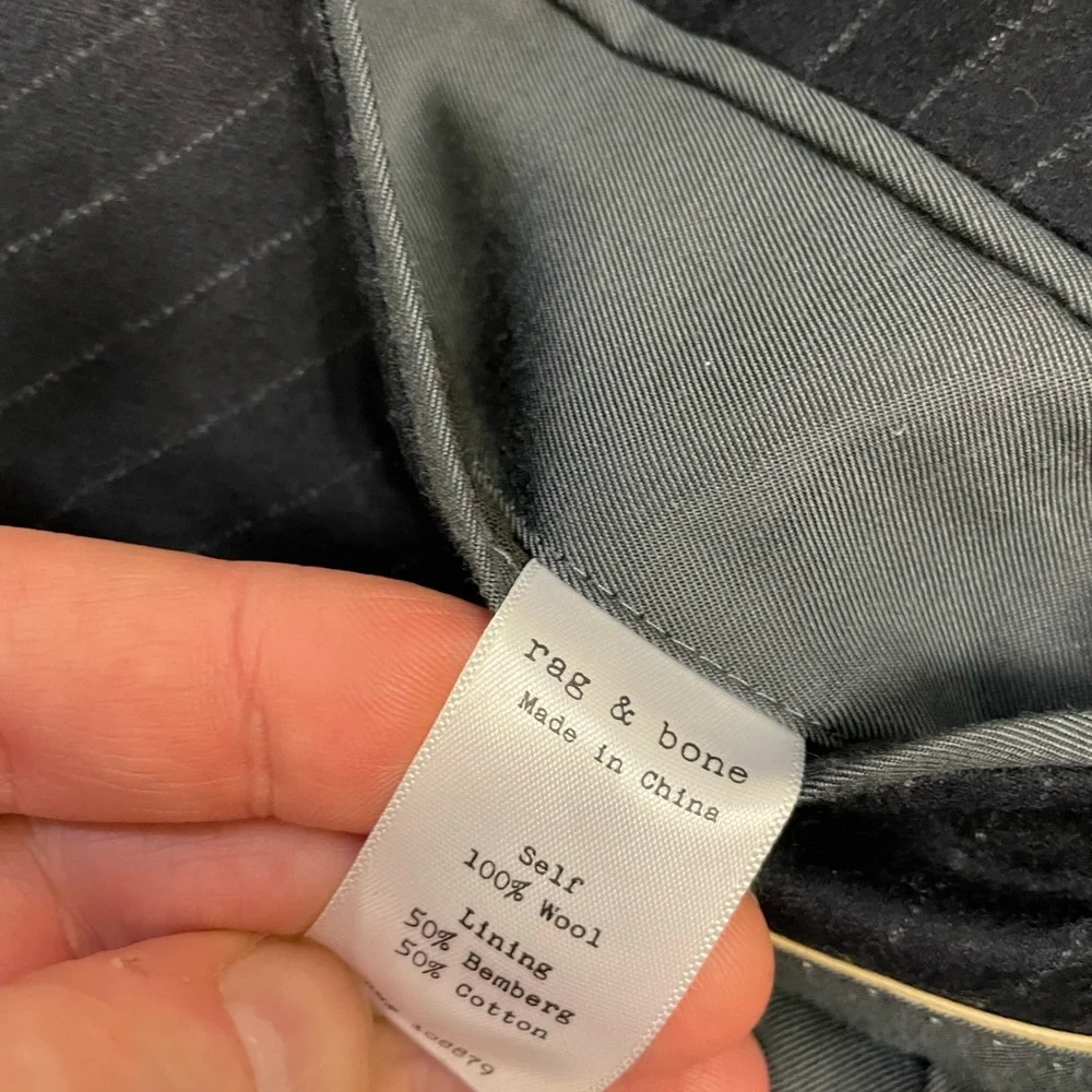 rag & bone The Icon Pinstripe Wool Suit Jacket in Charcoal‎ Size 38 $695